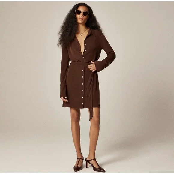 J CREW Mini shirt-dress in matte jersey - Picture 1 of 9